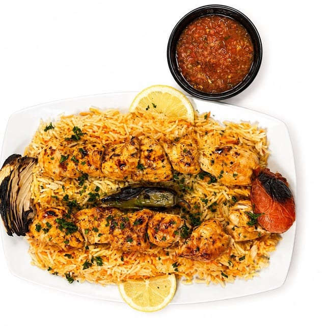 Shish tawook platter 2 skewers.
