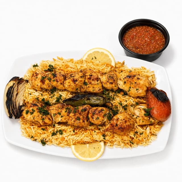 Shish tawook platter 2 skewers.